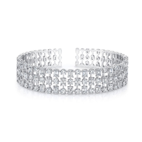 Bracelet jonc High Jewellery en or blanc avec diamants